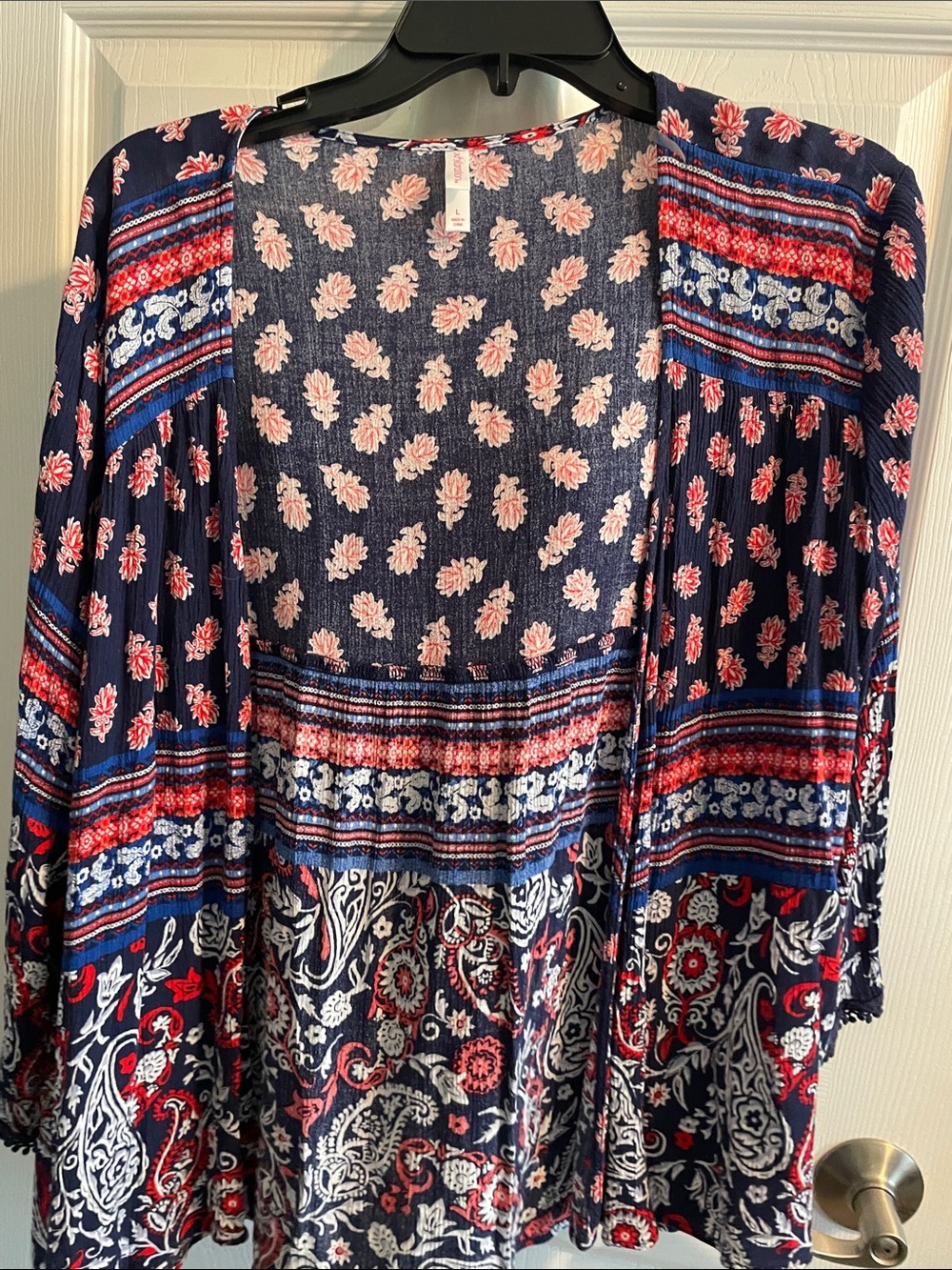 Women’s Boho Floral Navy Open Front cardigan